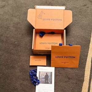 Louis Vuitton Orange Box set with Blue Ribbon and 2 bags